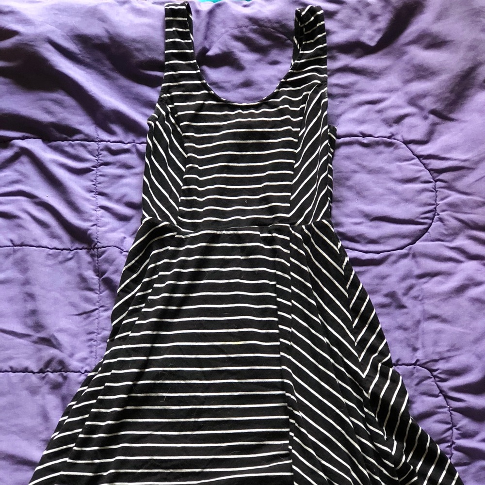 Black and white striped dress